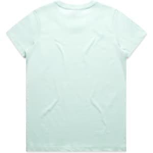 A light mint green T-shirt with a plain back and no visible designs or logos.