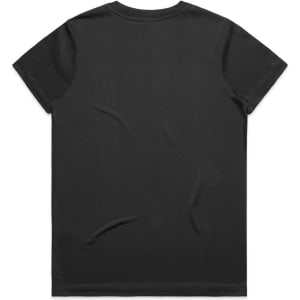 A black T-shirt featuring a simple design and a logo. Suitable for casual wear.