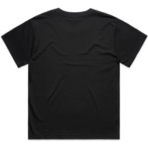 A black unisex T-shirt featuring a simple, classic design with short sleeves and a crew neck.