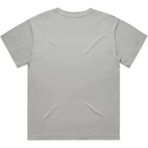 A plain, grey T-shirt featuring a standard crew neck and short sleeves, with a simple logo.