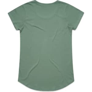 A green T-shirt with short sleeves and a rounded hem. The back is plain with no visible logos or designs.