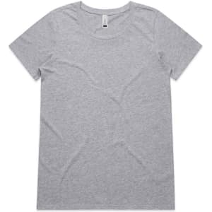 A grey t-shirt with a simple design and a label at the collar. It has short sleeves and is made from soft fabric.