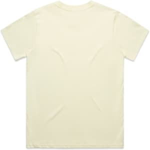 A pale yellow t-shirt featuring a plain back and a logo tag.