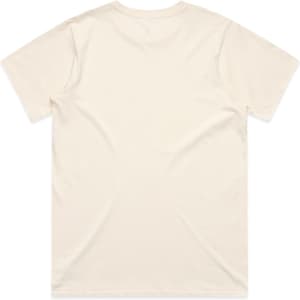 A light beige classic tee with a crew neck and short sleeves, featuring a plain back without any visible branding.