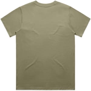 An olive green t-shirt with a classic cut, featuring a plain back and no visible designs or logos.