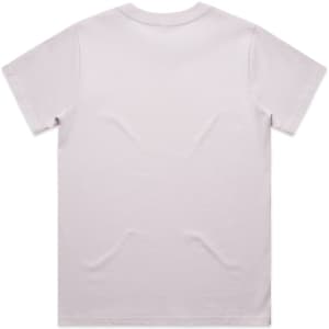 A light purple T-shirt with short sleeves and a plain back. It features a logo.
