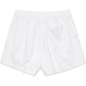 White dress shorts featuring an elastic waistband and a back pocket, with a simple and clean design.