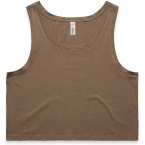 A brown crop singlet with a classic sleeveless design and a label inside. Features a plain style with no additional graphics.
