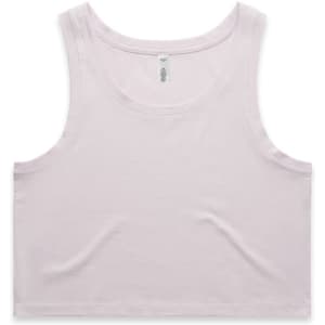 A light purple crop singlet featuring a simple design and a label inside. It has a logo on the tag.