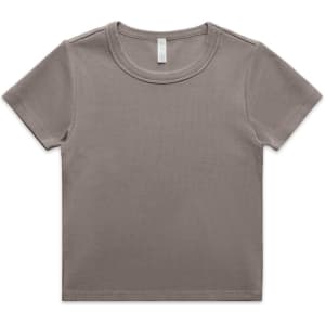 A faded organic rib tee in a muted brown colour, featuring short sleeves and a crew neck design.