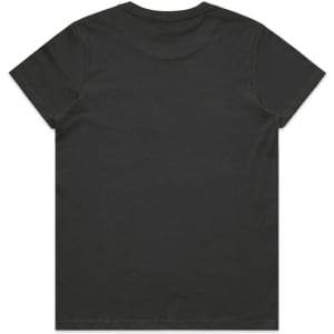A black basic t-shirt with a simple design and a logo on the back.