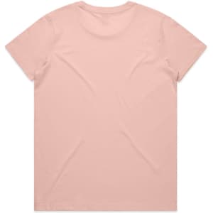 A plain pink t-shirt with a crew neck and short sleeves, featuring no visible logo or branding.