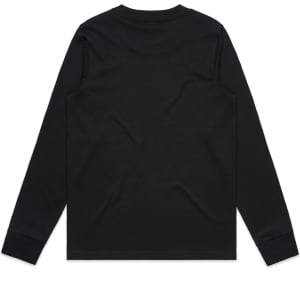 A black long-sleeve t-shirt with a simple design and no visible branding on the back.