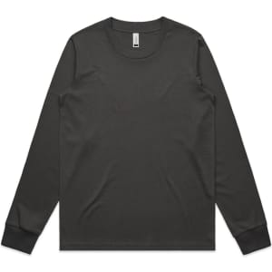 A long-sleeve tee in dark green with black cuffs and a simple, minimalist design. It has a logo on the label.