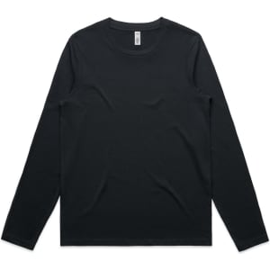 A long-sleeve t-shirt in black, featuring a round neckline and a simple design. Includes a logo label.