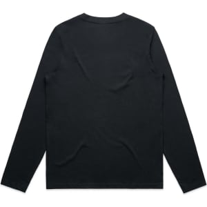 A long-sleeve black tee with a simple back design, featuring a logo at the neck area.