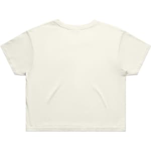 A light green crop tee with short sleeves and a simple design, featuring a logo on the back.