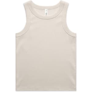 A ribbed singlet tank in a light beige colour, featuring a simple design and no visible branding.