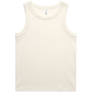 A cream-coloured organic rib tank top with no visible logos or branding. Suitable for casual wear.