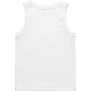 A white rib tank top displayed against a plain background, featuring a simple design and no visible branding.