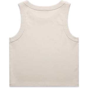 A beige organic rib crop tank with a simple design and no visible branding.
