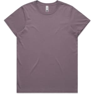 A grey t-shirt with a simple design and a logo on the label.