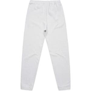 Grey track pants with an elastic waistband and tapered leg design, featuring a small logo.