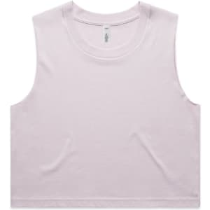 A light pink crop tank top with a fitted design, featuring a tag and no visible logos. Suitable for sports uniforms.