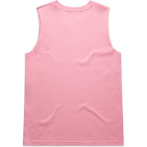 A pink sleeveless tank top with a smooth finish and no design elements visible. Features a logo on the fabric.