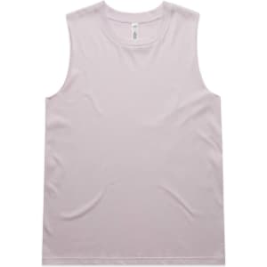 A light pink singlet with a sleeveless design and a logo tag. The fabric appears smooth and casual.