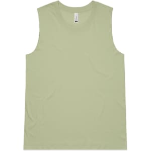 A light green singlet tank top with a minimal design and a logo on the label.