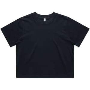 A black classic crop tee with a simple design and a small logo on the label.