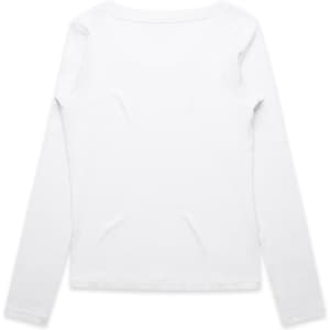 A white long-sleeve T-shirt with a simple, clean design and no visible branding.