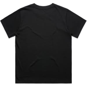 A black T-shirt featuring a plain back design, made without any visible logos or branding.
