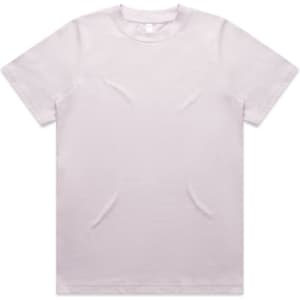 A light pink t-shirt featuring a classic crew neck design and an unembellished front. It has a logo on the label.