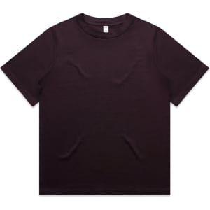 A black heavy cotton t-shirt with a round neckline and short sleeves, featuring a logo on the inside label.