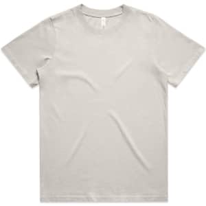 A light grey t-shirt with a classic crew neck and short sleeves, featuring a brand logo.