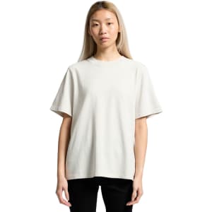 A light grey heavy faded tee with a relaxed fit and short sleeves, featuring a logo on the front.