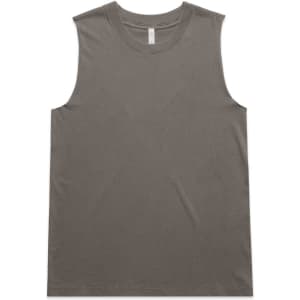 A faded olive green tank top with a sleeveless design and a small logo on the front.