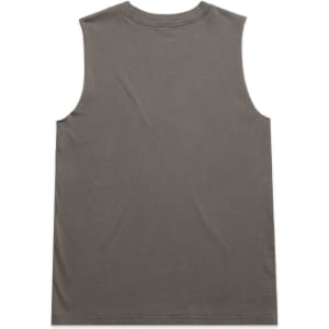 A sleeveless tank top in a faded olive green colour, featuring a plain back and a simple design.
