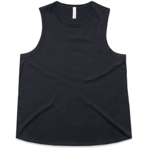 A black singlet tank top, featuring a round neckline and no sleeves, with a label inside but no visible branding.