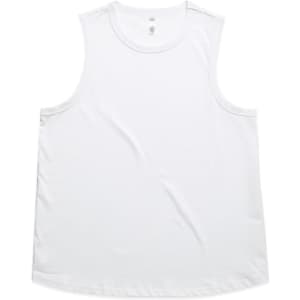 A white singlet tank top featuring a logo. The design is simple and suitable for various occasions.