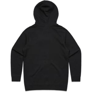 A black hoodie featuring a hood and long sleeves, with a simple, unembellished design.