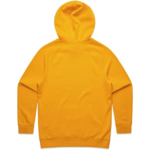 A yellow hoodie with a hood and long sleeves, featuring a plain back and fitted cuffs.