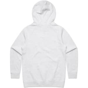 A grey hoodie with a hood and a plain backside, featuring long sleeves and a casual design.