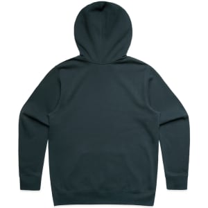 A dark green hoodie with a spacious hood, featuring a plain back and long sleeves.