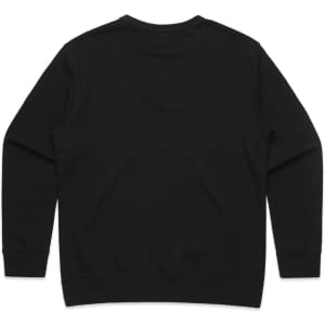 A black jumper with long sleeves and a crew neckline, featuring a plain back and no visible branding.
