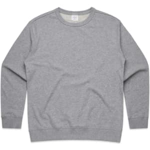A grey crew jumper featuring long sleeves and a round neckline. The garment has a subtle logo.