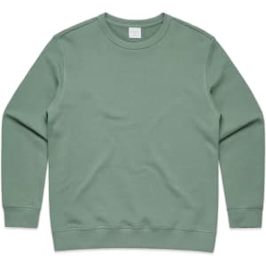 A green crew jumper featuring long sleeves and a round neckline. The garment has a subtle branding detail.