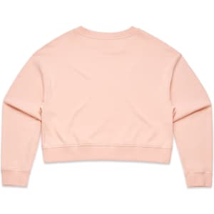 A cropped sweat jumper in soft pink with long sleeves and a simple, stylish design. It features a branding logo.
